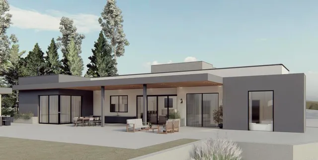 a view of a house with a sitting area