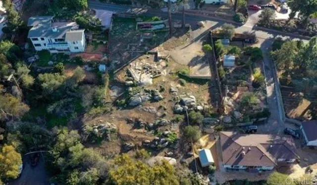 a view of a city with green space