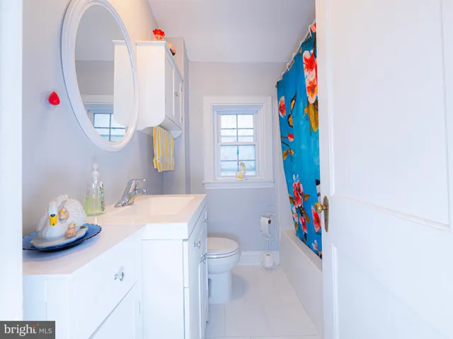 a bathroom with a sink mirror vanity and toilet