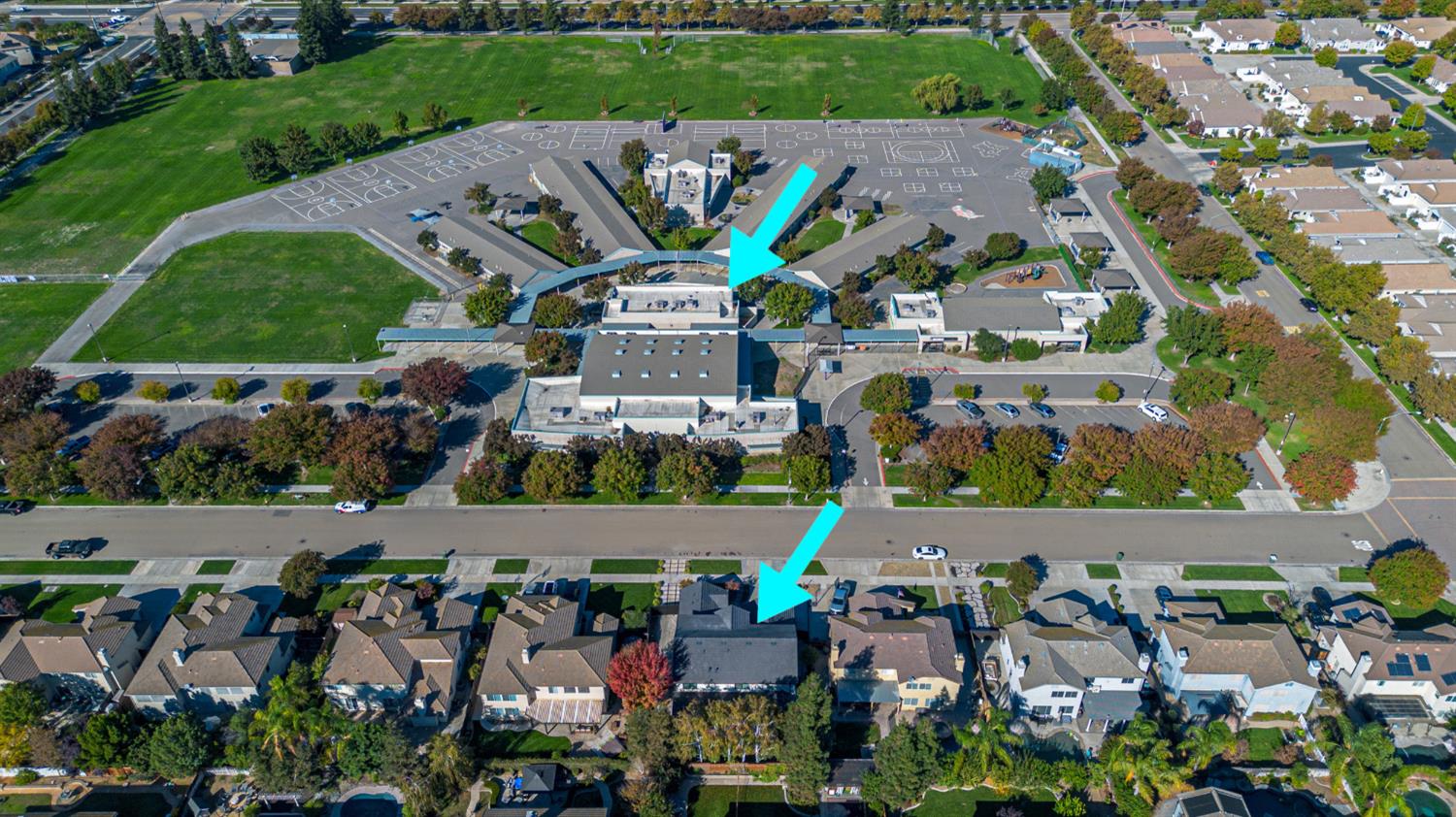 688 Cindy Drive Ripon, CA 95366 - Photo 51 of 57 an aerial view of a house with a swimming pool