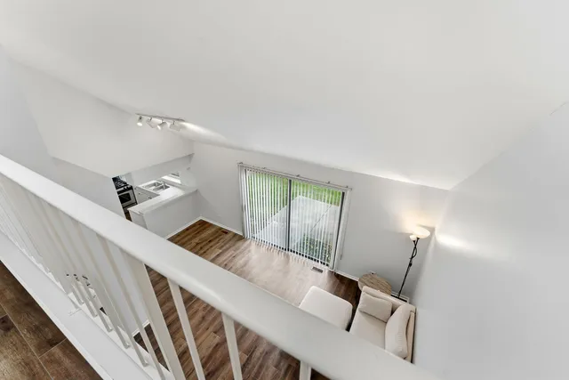 a view of entryway and workspace