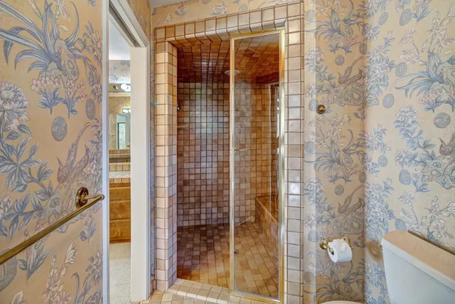 a bathroom with a shower