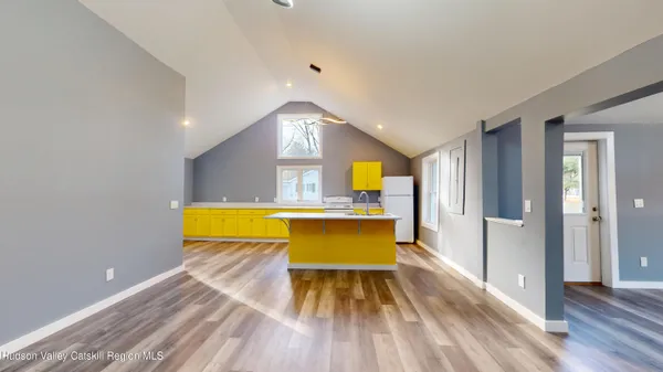 a view of a bathroom with a bathtub