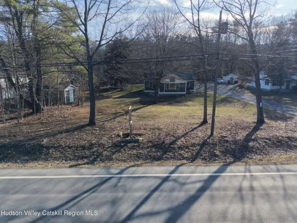 a view of a backyard with trees
