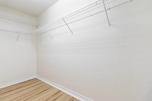 a view of a room with racks on the wall