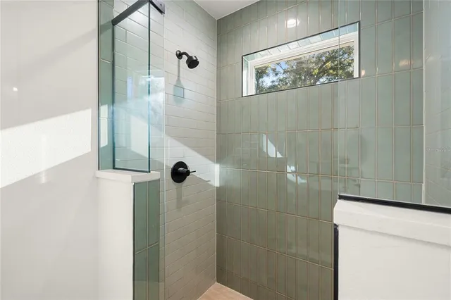 a bathroom with a shower