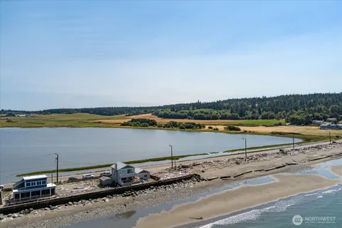 a view of a lake with a city