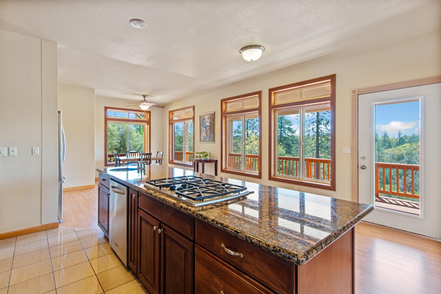 717 Swanson Lane Colfax, CA 95713 - Photo 6 of 44 a kitchen with granite countertop a stove a sink and a refrigerator