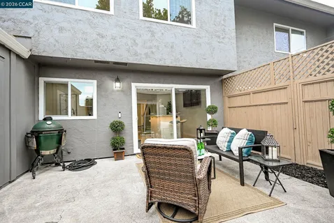 a outdoor living space with furniture