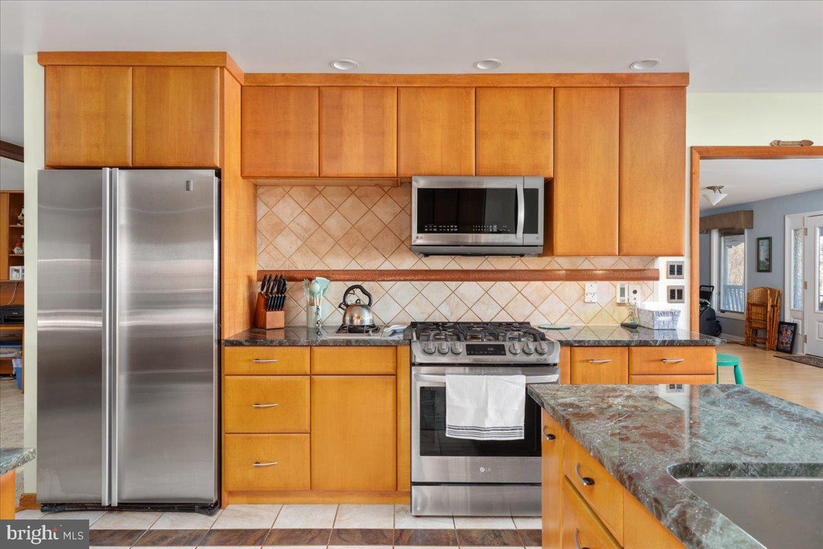 209 Park Ridge Court Front Royal, VA 22630 - Photo 15 of 60 a kitchen with stainless steel appliances granite countertop a refrigerator a stove and a sink with wooden floor