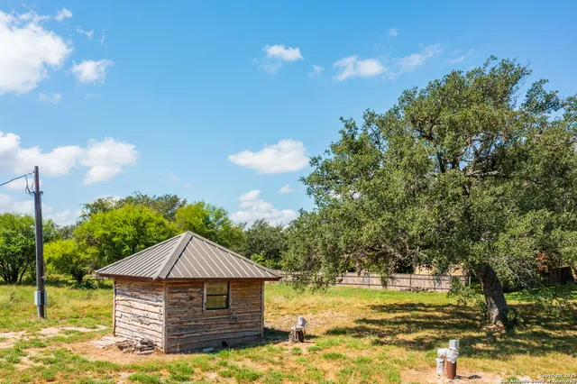 a view of a yard with a tree