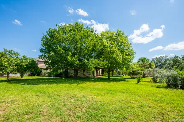 a backyard of a house with lots of green space