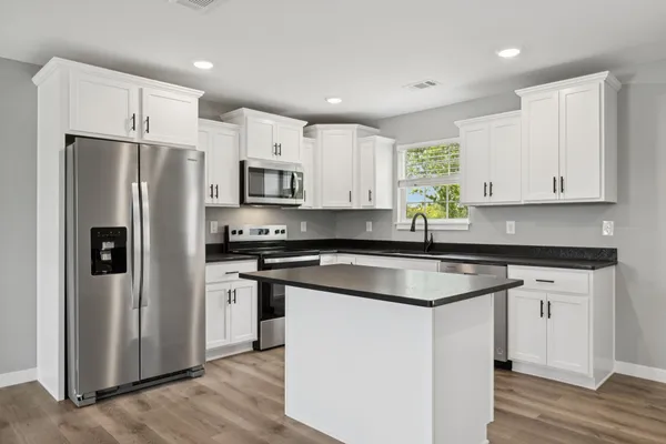a view of kitchen island hallway
