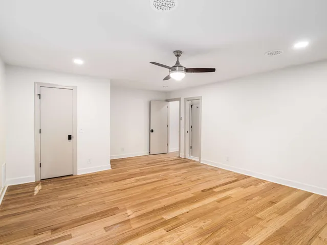 a view of a lush green forest