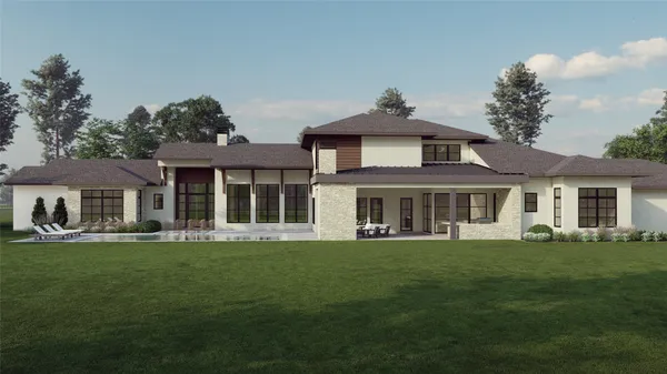 a front view of a house with swimming pool