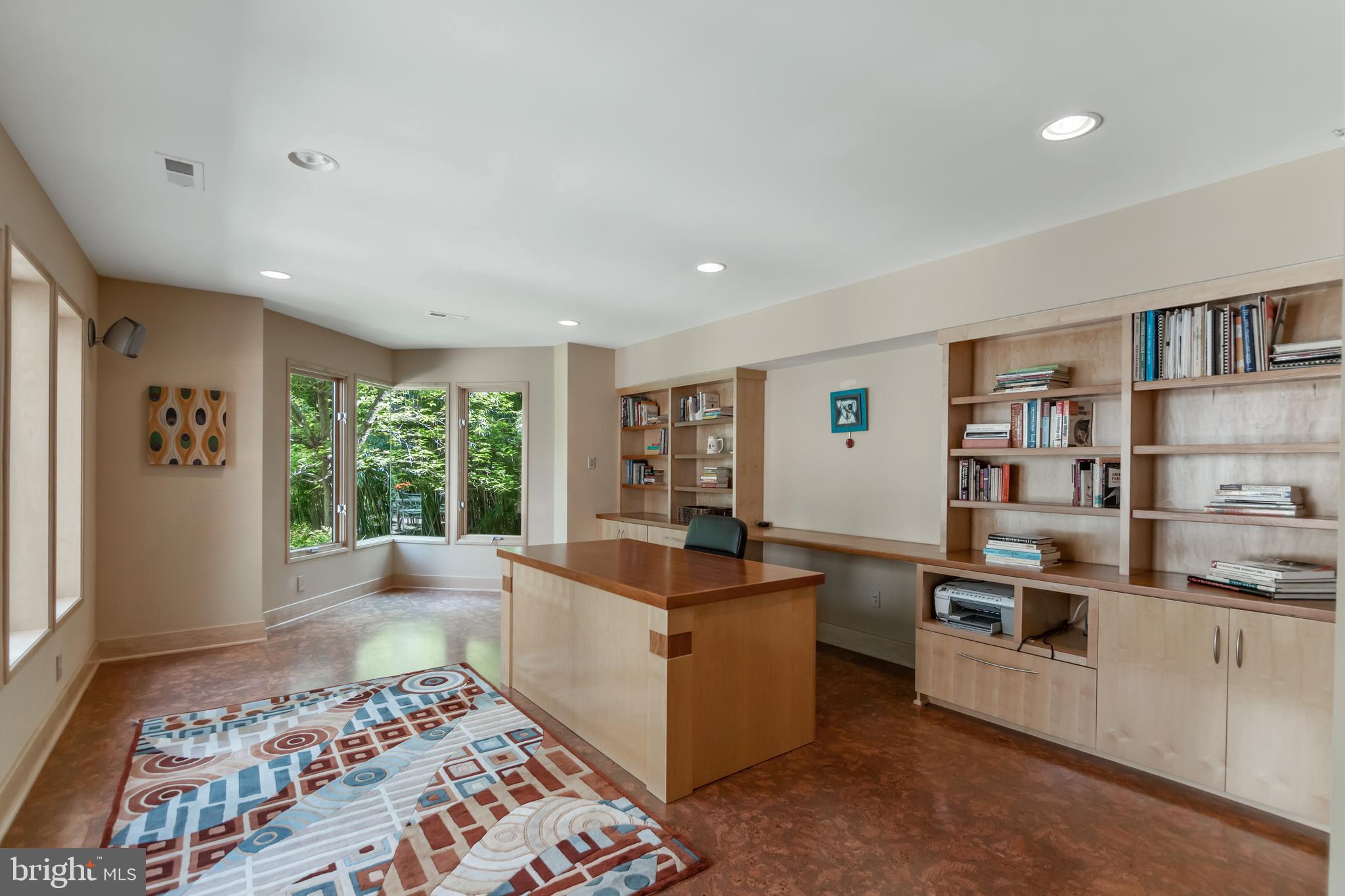 10107 Gary Road Potomac, MD 20854 - Photo 50 of 62 Lower Level Office w/ Built-in Shelves & Cabinets
