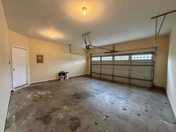 a view of a garage with a sink