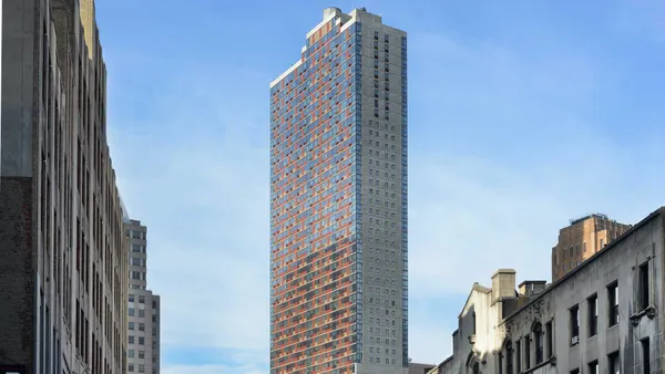 a view of a tall building