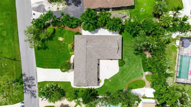 an aerial view of a house