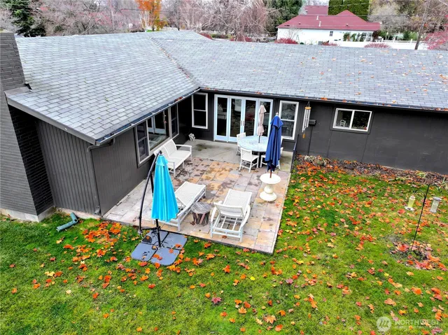 an aerial view of a house