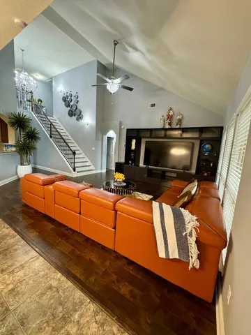 a living room with furniture