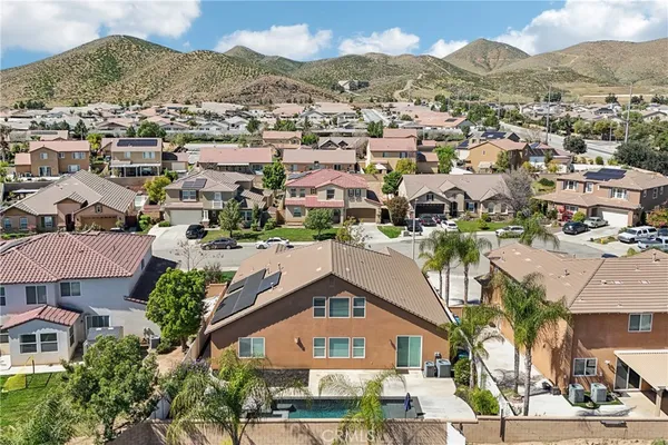 an aerial view of a house