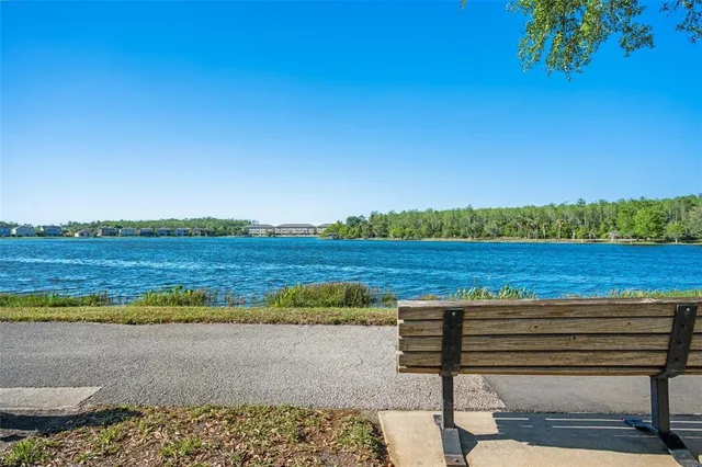 a view of a lake with a city view