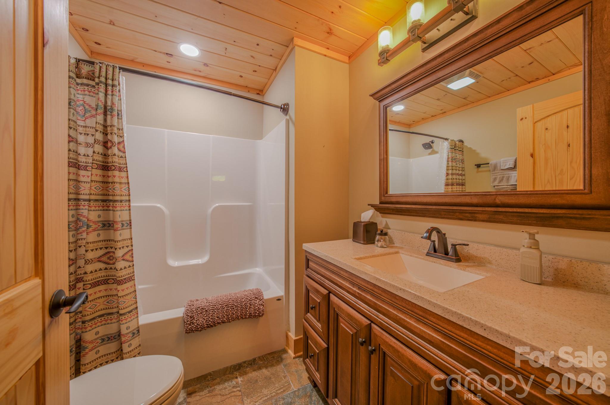 9147 Shortoff View Terrace Nebo, NC 28761 - Photo 18 of 48 a bathroom with a sink a toilet and shower