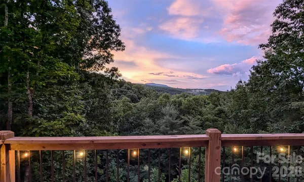 a view of a city with lush green forest