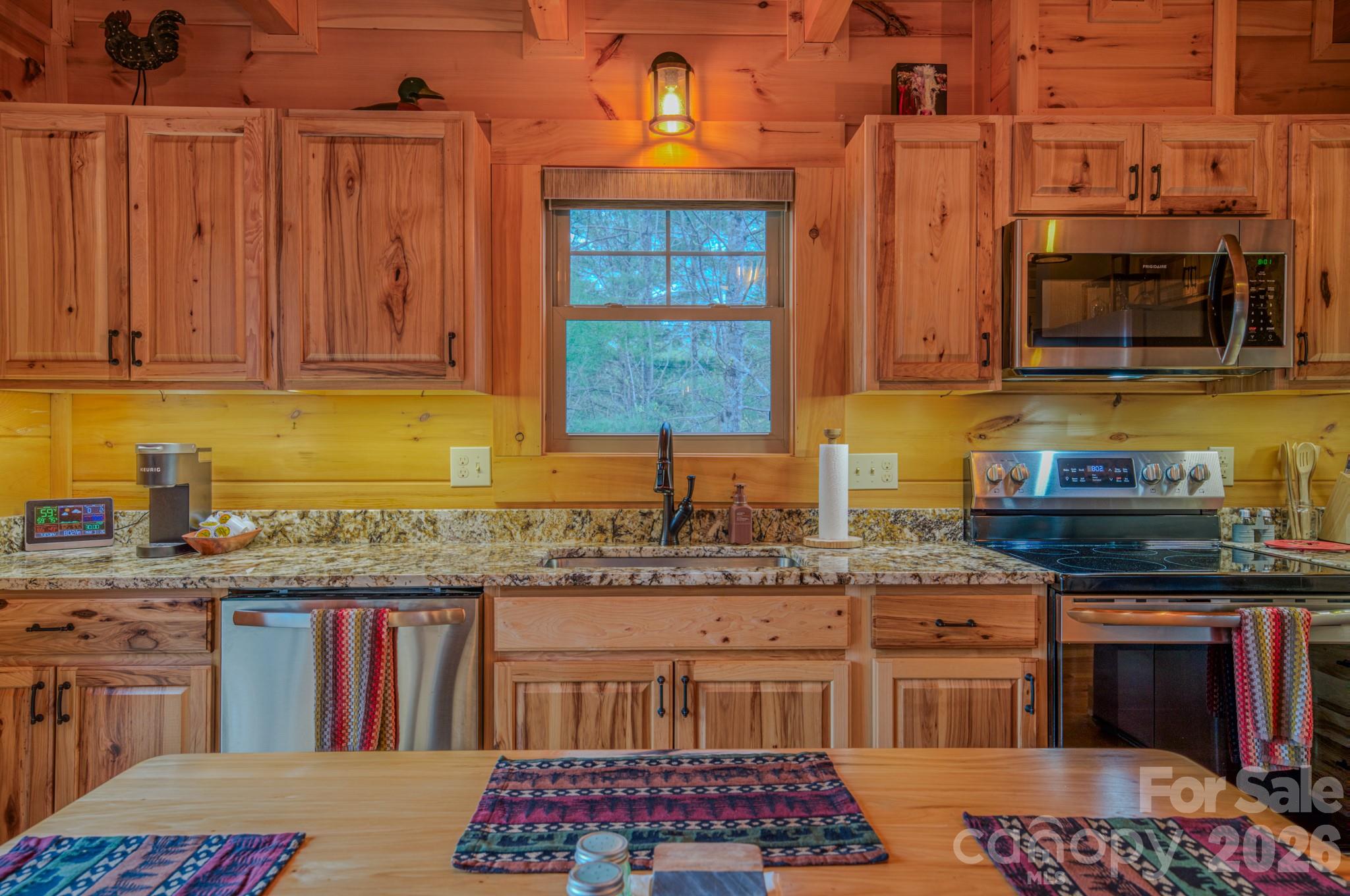 9147 Shortoff View Terrace Nebo, NC 28761 - Photo 10 of 48 a kitchen with stainless steel appliances granite countertop a stove a sink and a microwave