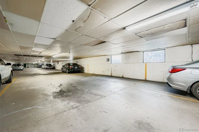 a car parked in a garage