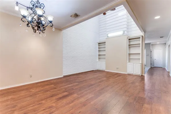 a view of a livingroom with a chandelier