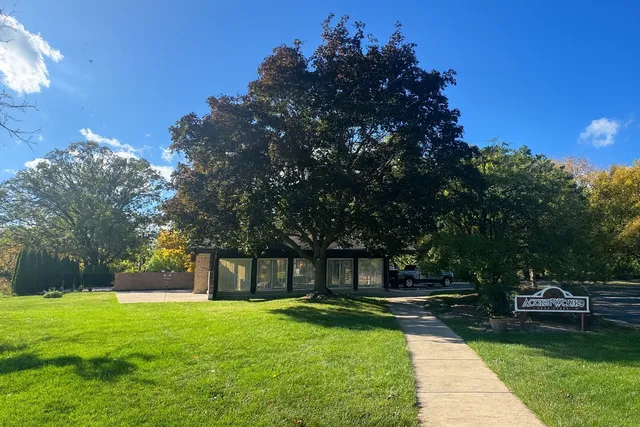 a view of a lake with a big yard