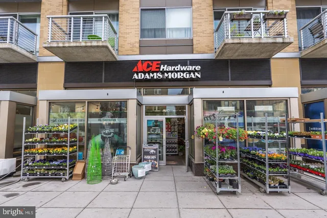 a view of street with sitting area