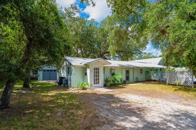 a view of a tree in the middle of a yard