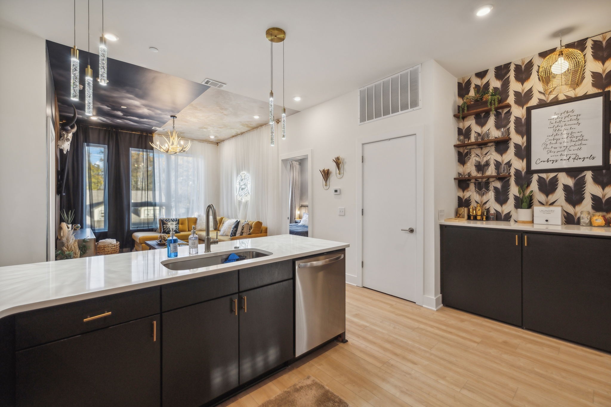 1310 Lischey Avenue, Unit 306 Nashville, TN 37207 - Photo 7 of 58 a bathroom with a double vanity sink mirror and shower