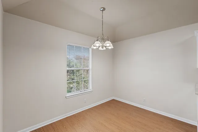 a view of a chandelier in a room