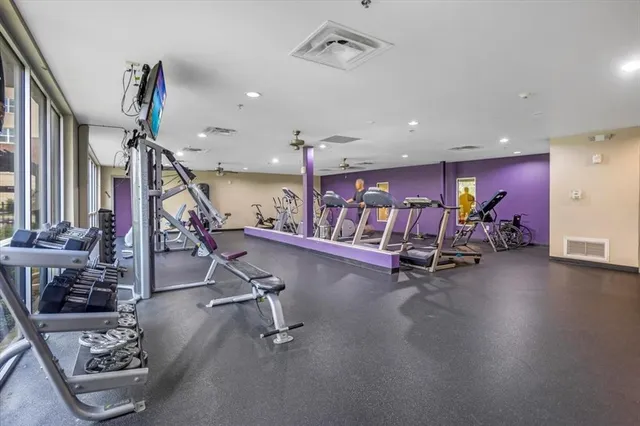 a view of a room with gym equipment