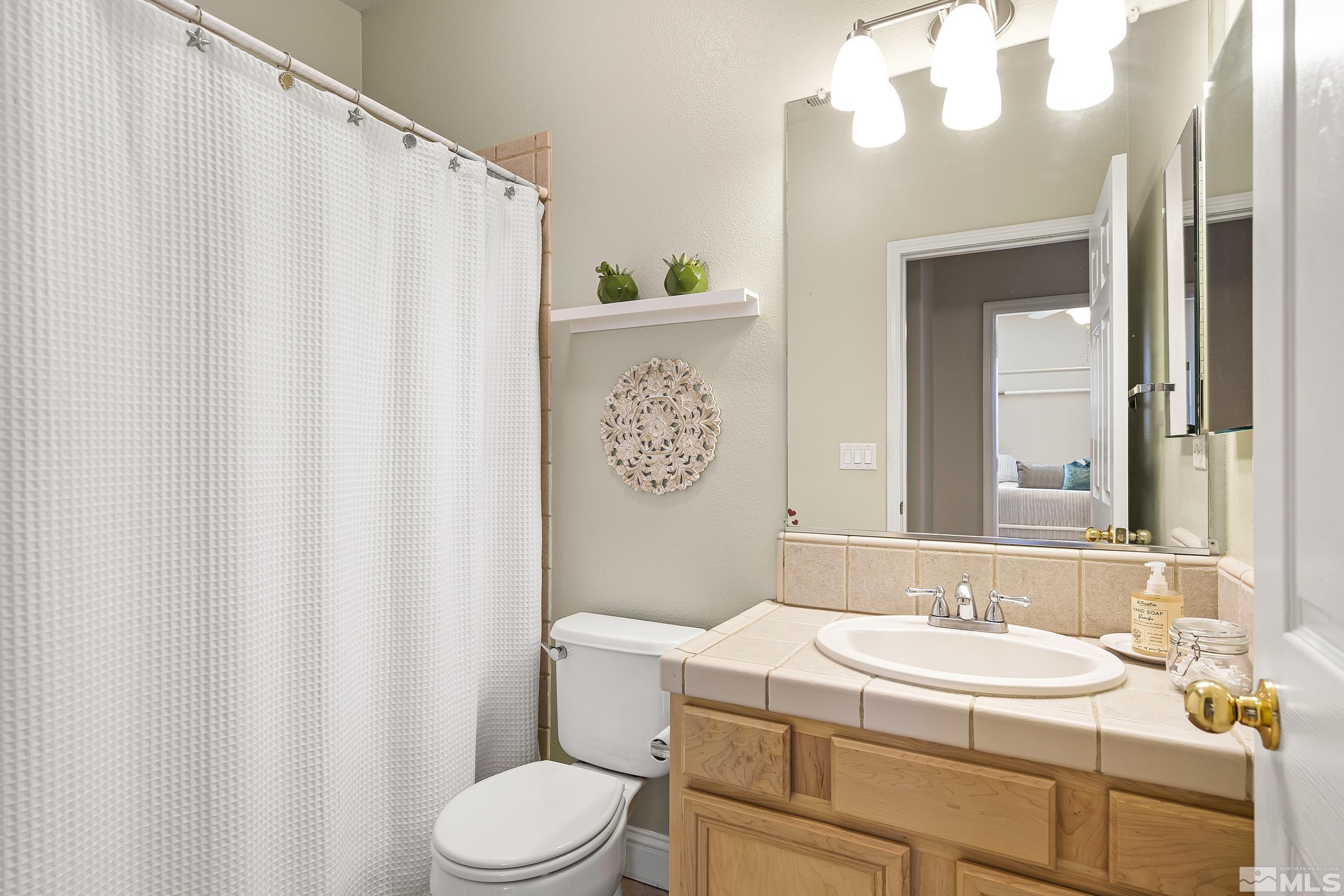 1474 Diamond Country Drive Reno, NV 89521 - Photo 21 of 38 a bathroom with a sink a toilet and a mirror
