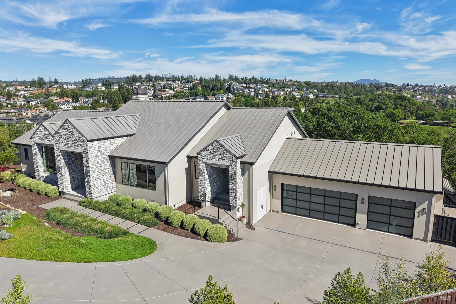3758 Skyfarm Drive Santa Rosa, CA 95403 - Photo 5 of 80 a aerial view of a house with a yard and potted plants