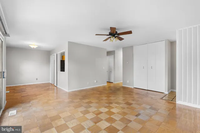 an empty room with windows