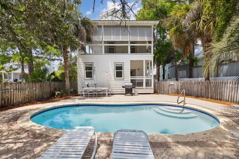 a view of roof deck with wooden floor