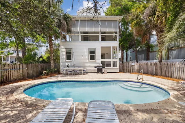 a view of roof deck with wooden floor