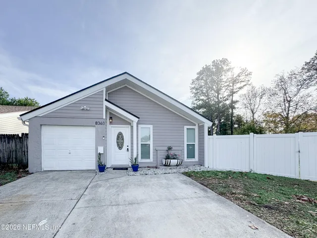 a view of backyard of house