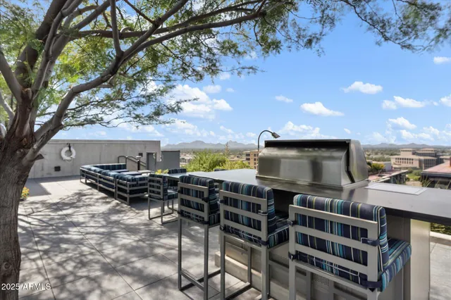 a outdoor space with a large window