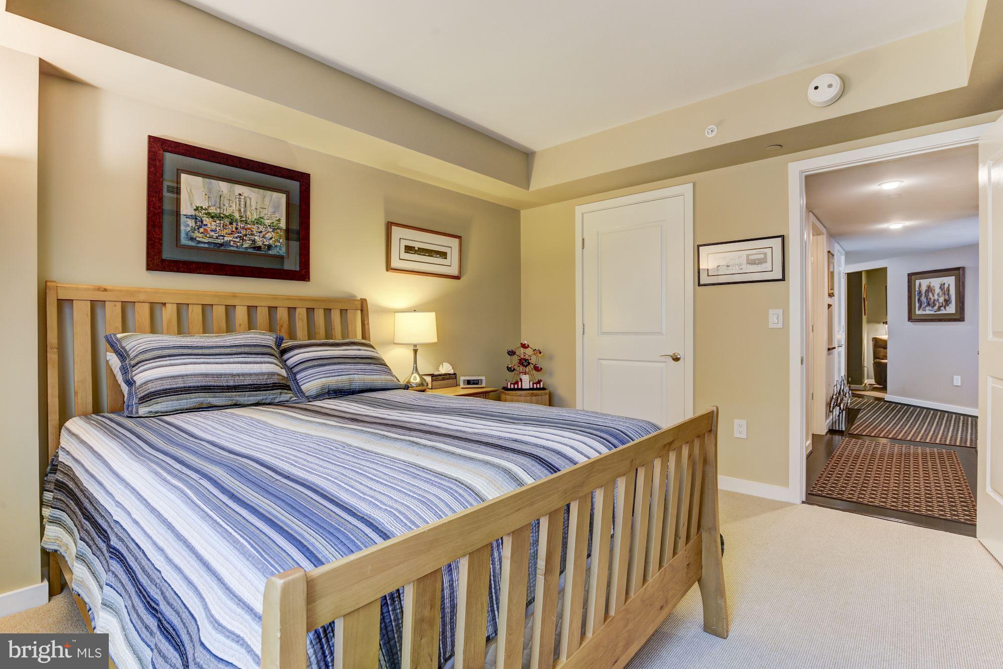 1025 First Street Southeast, Unit 613 Washington, DC 20003 - Photo 19 of 30 a bedroom with bed and a large mirror