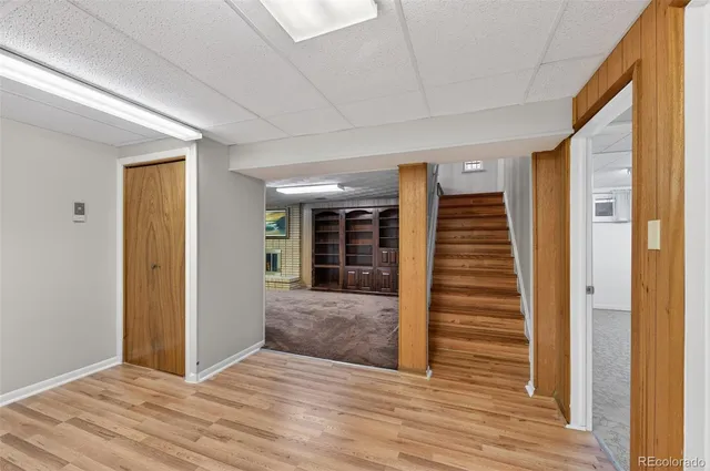 an empty room with closet