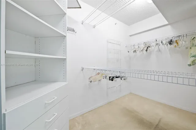 a view of a room with racks on the wall