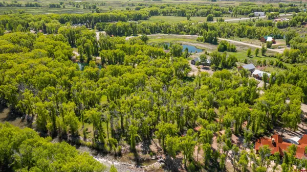 a view of a lake with a city