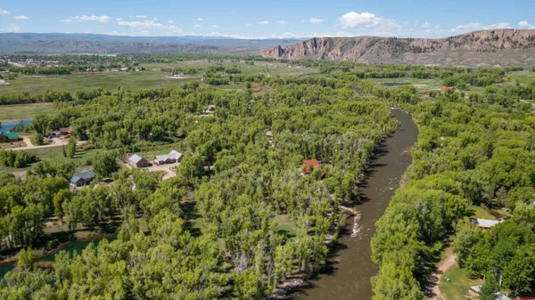 a view of a green field with lots of bushes